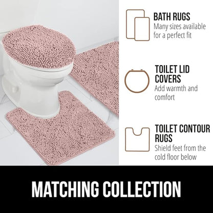 GORILLA GRIP Bath Rug Mat 36x24, Soft Absorbent Chenille, Quick Dry Microfiber Mats, Rubber Backing Washable Shower Floor Rugs, Bathmat Runner, US Designed Bathroom Home Decor Accessories Dusty Rose
