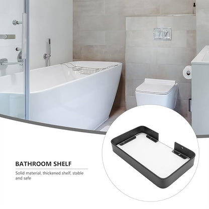 Bathroom Glass Shelf Floating Wall Rack Black Corner Organizer for Shampoo and Cosmetics Easy Install Storage for Humid Spaces Bathroom Wall Rack