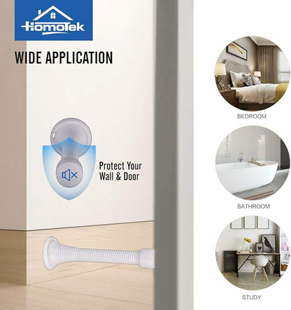 HOMOTEK 12 Pack Spring Door Stops,3-1/8” Heavy Duty Door Stop - Flexible Spring Door Stopper with Low Mounted White Rubber Bumper Tips, White
