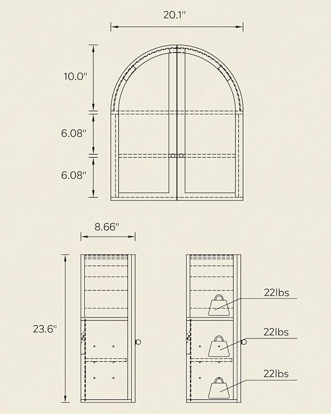 Small Arched Bathroom Wall Cabinet Modern Wooden Medicine Cabinet with Acrylic Doors Farmhouse Wall Mounted Cupboard Storage Organizer for Laundry Room, Dining Room, Black