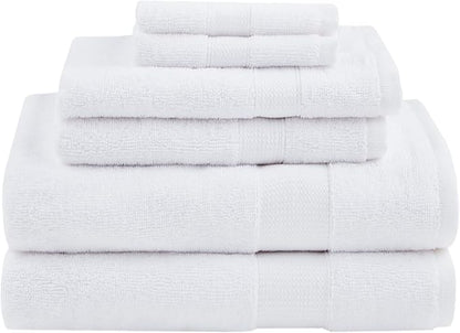 Comfort Spaces Turkish Bathroom Towel Set 6 Piece Luxury Bath Towel Set 2 Hand Towel for Bathroom 2 Washcloth 2 Large White Bath Towel Sets Long Staple Ultra-Soft Quick Dry Towel Set