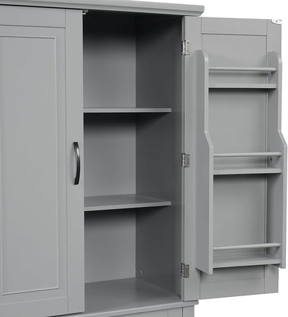 Favfurish 72" Tall Bathroom Storage Cabinet with Doors and Drawer,Modern Linen Cabinets w/Adjustable Shelves & Door Storage Rack,Freestanding Organizer for Bath Room,Study,Office,Kitchen Grey