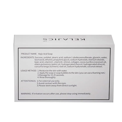 Kojic Acid Soap Bars with Retinol, Collagen, Vitamin C, Fresh Coconut Scent for Face and Body, Moisturizes, Smooth and Evenly Radiant (1 Pack)