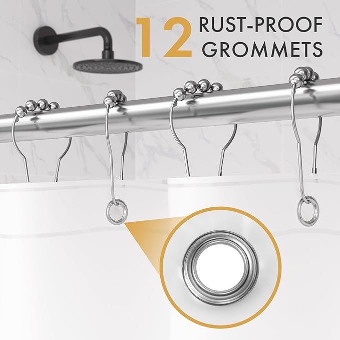 AmazerBath Shower Curtain Liner 2 Pack, 72 x 72 Inches PEVA Plastic Shower Liner with 3 Weighted Stones and 12 Rustproof Metal Grommet, Standard Size Lightweight Shower Curtain - White