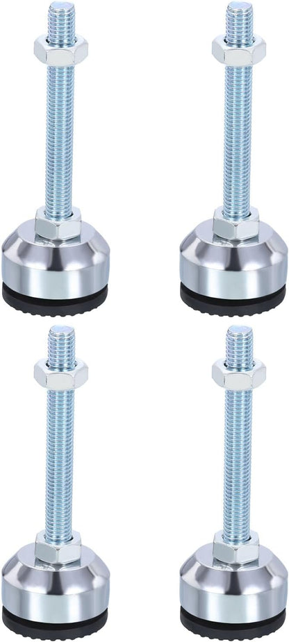 PATIKIL Furniture Leveling Feet 1.6" Dia Base M10 Thread, 4 Pcs Carbon Steel Adjustable Threaded Furniture Levelers Screw on Leg Leveler with Pads for Desk Chair, Black