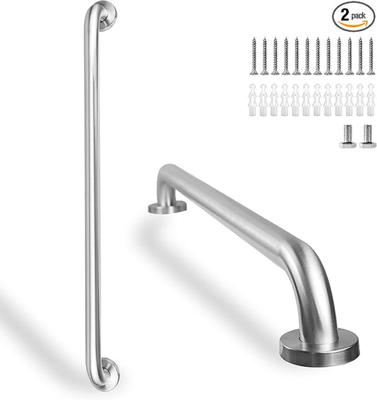 Shower Grab Bar, 2 Pack 32 Inch Brushed Nickel Bathroom Safety Bar, 1.25" Diameter 304 Stainless Steel Grab Bars for Bathtubs and Showers, Handicap Shower Grab Bar for Seniors Elderly