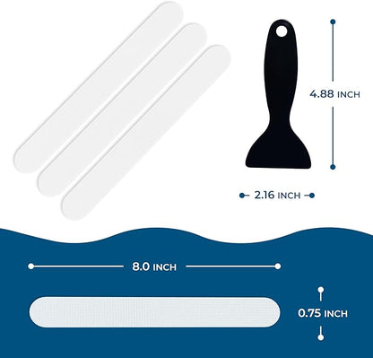 Anti-Slip Shower Stickers - Help Reduce Slipping in Bathtub & Shower, White Non-Slip Bath Strips, Strong Adhesive Bathtub Appliques Suitable for Homes with Kids, Adults & Seniors - 24 Pcs - Homergy
