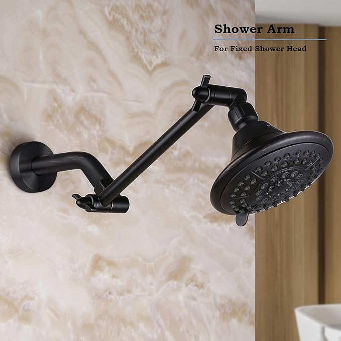 Adjustable Shower Extension Arm, 10 Inch Brass Oil Rubbed Bronze Shower Arm Extension for Shower Head, Universal Shower Extension for Fixed Shower Head