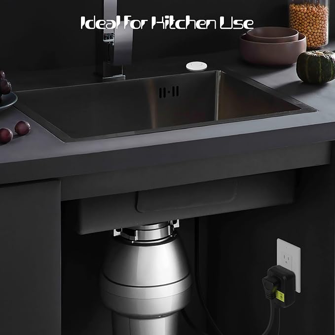 Garbage Disposal Air Switch Kit Sink Top Waste Disposal Long Stainless Steel White On/Off Air Button Food and Waste Disposals Part by Etoolcity, UL Listed