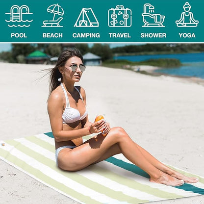 SUN CUBE Microfiber Beach Towel, Quick Dry Sand Free Beach Towel, Lightweight, Compact for Travel Swim Sports Camping, Packable Sand Resistant Towel Adult - Beige Cream 78x35 Inches