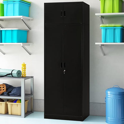 Metal Storage Cabinet, 87 Inch Tall Metal Storage Cabinet with Doors and Shelves, Pantry Cabinets for Kitchen Storage, Garage Cabinet for Living, Dining Room, Assemble Required.