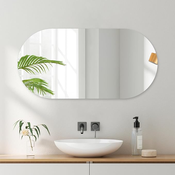 VASUHOME Frameless Bathroom Mirror, 24 x 47 Inch Wall Vanity Mirror, Large Wall Mounted Mirrors for Bathroom, Living Room, Bedroom