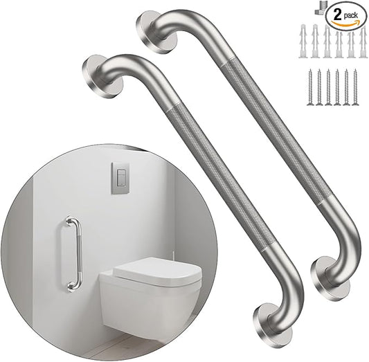 20 Inch Anti Slip Shower Grab Bar, Munzong 2 Pack Stainless Steel Bathroom Grab Bar, Brushed Nickel Knurled Bathroom Balance Bar,Safety Hand Rail Support Handicap Elderly Senior Assist Bath Handle