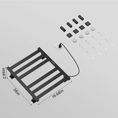 Towel Warmer,Stainless Steel Towel Warmer Rack for Bathroom -6 Bars Wall Mounted Towel Heater with Intelligent Touch Screen Timer, Hard Wired/Plug-in, Black