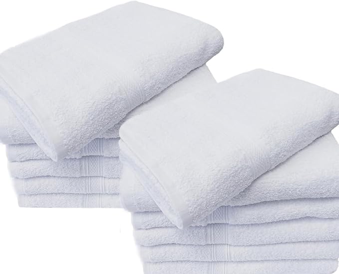Towels N More Washcloth (60 White) - 100% Cotton Washcloth 12 x 12 - Highly Absorbent Bathroom washcloths, All Purpose Cleaning Towels, Face Towels (60)