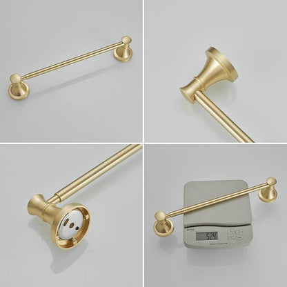 BESy Adjustable 16 to 26 Inch Bath Towel Bar Rack for Bathroom Towel Holder, Wall Mounted Towel Bar Rod Hanger Bathroom Hardware Accessories Hotel Style, Stainless Steel, Brushed Gold