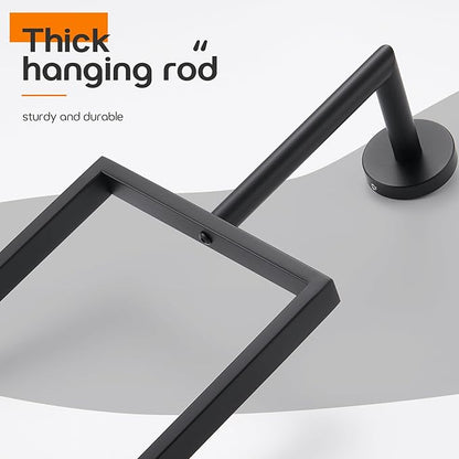 Towel Rack Black Hand Towel Ring Holder for Bathroom Wall Mount Stainless Steel Towels Hanger for Bathroom and Kitchen Decor, AN3005MB