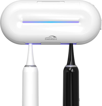 Toothbrush Holder Sanitizer - Toothbrush Dryer and Cleaner, Wall Mounted Holder with 10000mAh Rechargeable Battery, Triple-Light Cleaning + Rapid Drying System for Bathroom