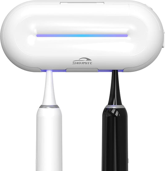 Toothbrush Holder Sanitizer - Toothbrush Dryer and Cleaner, Wall Mounted Holder with 10000mAh Rechargeable Battery, Triple-Light Cleaning + Rapid Drying System for Bathroom