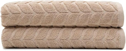 BAGNO MILANO Turkish Cotton Ultra-Soft Plush Absorbent Quick Dry Bathroom Towel Set, Made in Turkey (Sand Beige, 2 pcs Bath Towel Set)