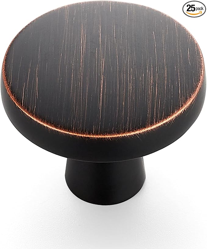 Ravinte 25 Pack Drawer Pulls 1-1/4 Inch Kitchen Cabinet Knobs Solid Round Dresser Drawer Knobs Oil-Rubbed Bronze Dresser Knobs Drawer Knobs Simple Cabinet Hardware for Cupboard Drawer Pulls