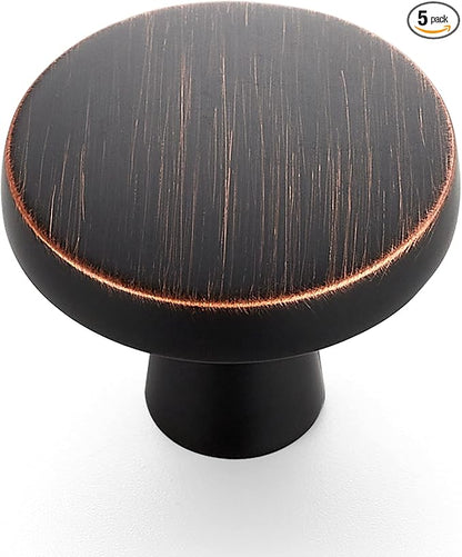 Ravinte 5 Pack Drawer Pulls 1-1/4 Inch Kitchen Cabinet Knobs Solid Round Dresser Drawer Knobs Oil-Rubbed Bronze Dresser Knobs Drawer Knobs Simple Cabinet Hardware for Cupboard Drawer Pulls