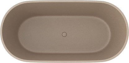 Stone Resin Freestanding Bathtub 59", Terrazzo Bathtub Soaking Tub, Solid Surface Stand Alone Bathtub with Drain & Integrated Slotted Overflow AMFS-MY008