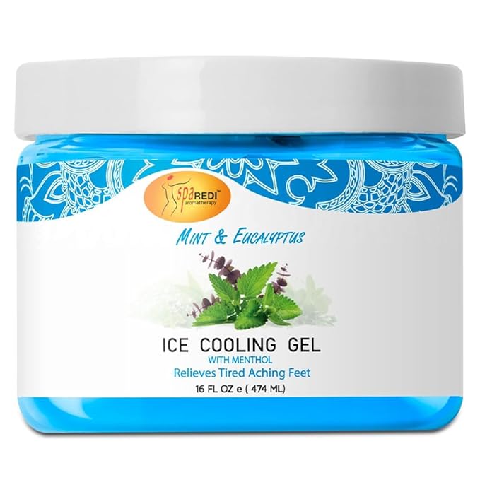 SPA REDI - Massage Cooling Gel for Pedicure, Mint and Eucalyptus Oil with Menthol 16 Oz, Peppermint Extract - Professional Strength Pedicure Foot and Leg Ice Cooling Gel Massage Therapy,