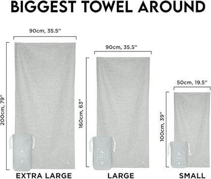Dock & Bay Customized Beach Towel - Quick Dry, Sand Free - Compact, Lightweight - 100% Recycled - Includes Bag - Essential - Mountain Grey - Large
