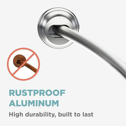 Zenna Home Curved Shower Curtain Rod, No Drill, 50-72 Inch Adjustable Tension Shower Rod for Bathroom, Rustproof, 1-Inch Diameter, Non Slip, Easy Install, Adds Space in Shower, Satin Nickel