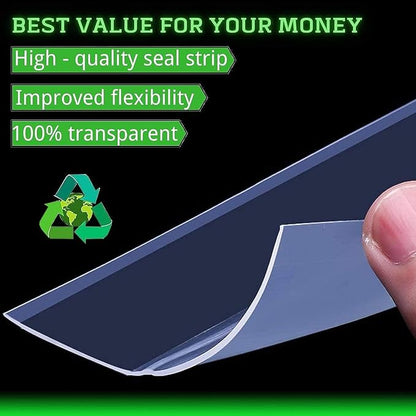 Weather Stripping Door Seal – 100% Silicone, 33ft Strong Adhesive, Flexible Sealing for Gaps & Drafts, Perfect for Energy Efficiency and Weatherproofing