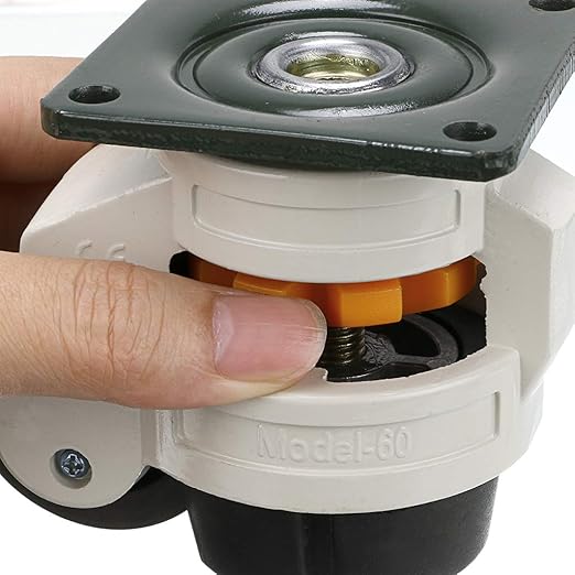 Skelang 4-Pcs Leveling Machine Casters with Nylon Wheel and Rubber Foot, Retractable Workbench Caster, Loading Capacity 2200 Lbs
