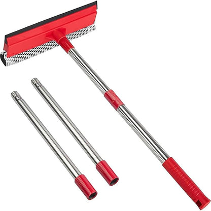 15.9" Window Squeegee for Car,2 in 1 Window Cleaner with Long Stainless Steel Handle,Sponge Car Squeegee for Gas Station, Glass,Shower,Outdoor High Window Cleaning