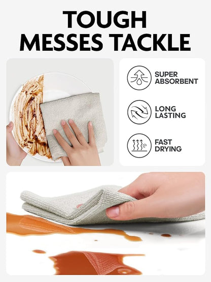 Fantasticlean Microfiber Cleaning Cloth Roll -75 Pack, Tear Away Microfiber Towels, 12" x 12", Reusable, Washable, Scratch Free, Ultra Absorbent Dishcloth for Home Supplies, Car, Pet (Cool Grey)