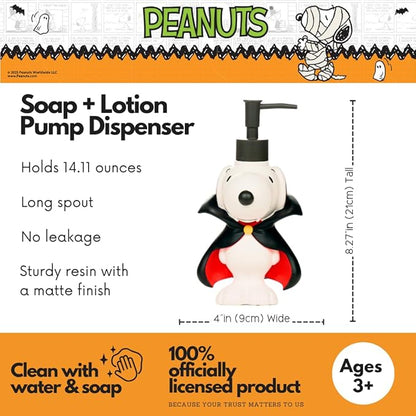 Peanuts Snoopy Vampire Soap/Lotion/Hand Sanitizer Resin Pump Dispenser, 14.81 Ounces, (Officially Licensed Product) by Franco Collectibles