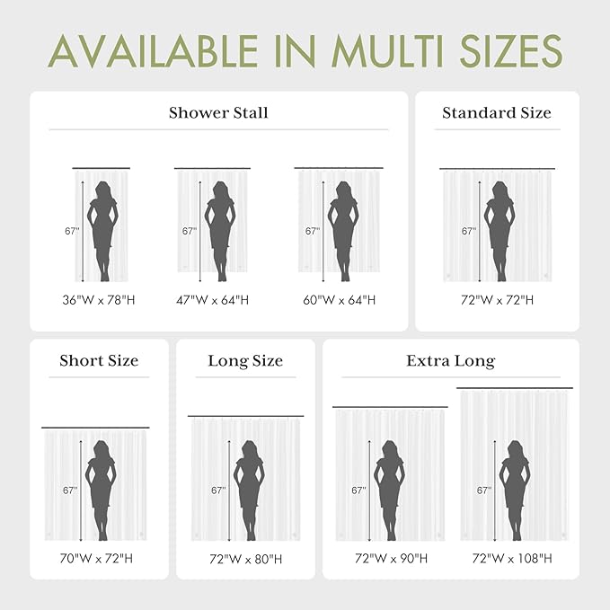 AmazerBath Stall Shower Curtain Liner, 36x78 Clear Shower Curtain Liner, Long Waterproof Plastic Shower Liner, Lightweight PEVA Shower Curtain with 2 Magnets and 6 Rustproof Metal Grommets