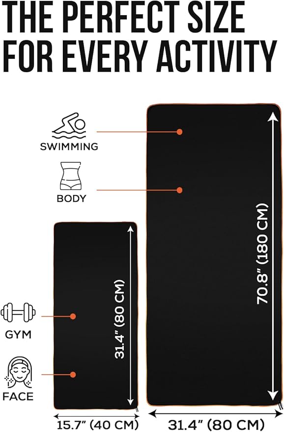 illusion Small Microfiber Gym Towels for Men and Women Active Sports (32" L x 16''W)-Lightweight Quick Dry Gym Towel for Sweat-Workout Towels Ideal for Yoga, Camping, Running, and Outdoor Activities