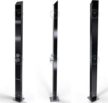 Toorak Black 316 Marine Grade Stainless Steel Massage Outdoor Shower Pane Swimming Pool Backyard Bathroom Hot & Cold Rainfall Hand Held Wall Mounted or Free Standing Outside Shower