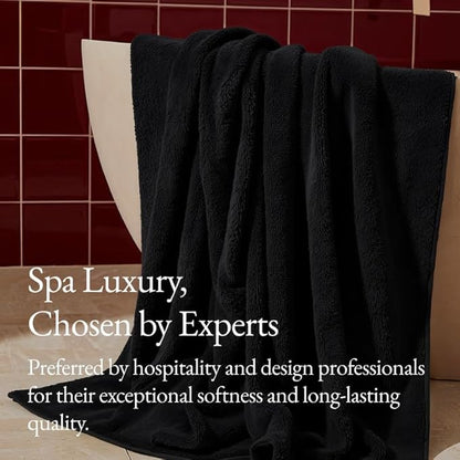 Italic Ultraplush 100% Australian Cotton Washcloths - Set of 2 Luxury Plush Face Wash Cloths, Soft and Absorbent 800 GSM for Bathroom, Spa, Gym, Face and Body (Black)