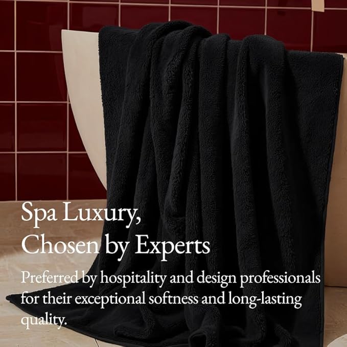 Italic Ultraplush Luxe 6 Piece Towel Set – 2 Bath Sheets, 2 Hand Towels, 2 Washcloths – 800GSM Soft, Highly Absorbent & Quick Drying, Resort Grade 100% Australian Cotton Towels (Black)