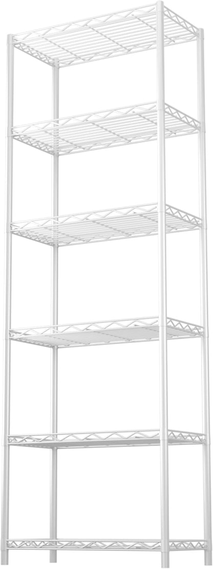 HOMEFORT 6-Tier Wire Shelving, 6 Shelves Unit Metal Storage Rack, Durable Organizer, Perfect for Pantry Closet Kitchen Laundry Organization (White)
