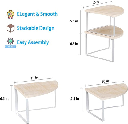 Corner Shelf Countertop Organizer - Set of 2 Corner Shelves for Kitchen Cabinet Organizer, Spice Rack, Stackable Bathroom Stand and Storage, Sink Rack, Corner Cabinet, Counter Decor, Natural Beige