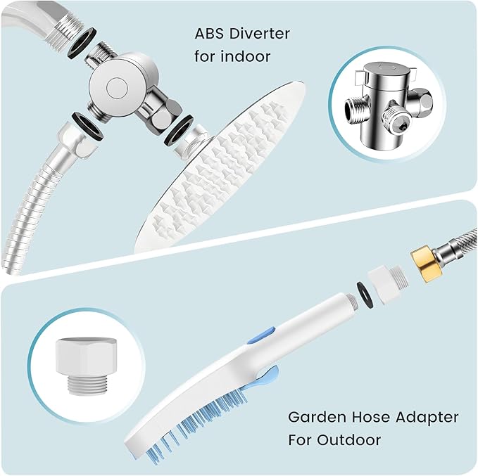 4 Mode Dog Shower Attachment, Dog Shower Sprayer with 78 Inches Stainless Steel Hose, ABS Diverter, Adhesive Holder, for Fast Easy Dog Bathing and Cleaning, Indoor/Outdoor Use