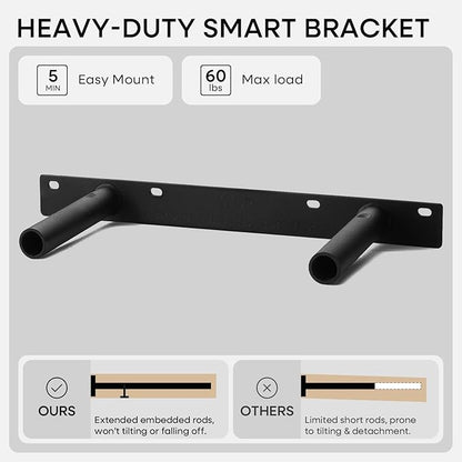 Homeforia 12 inch Golden Oak Floating Shelf, High End Solid Real Wood 12inch Small Floating Shelves for Wall Mounted, Oak Wooden 12in Floating Shelves, Heavy Duty Bracket, 12 X 6.5 X 1.75 in, Set of 3