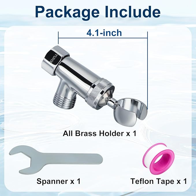 Shower Head Holder All Metal, Brass Adjustable Shower arm Bracket for Handheld, Hand held Showerhead Holder (B-Style Shower Arm Mount Premium Chrome