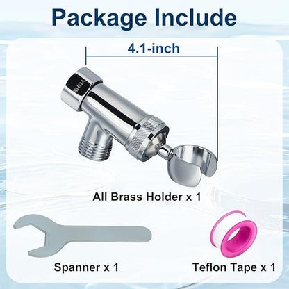 Shower Head Holder All Metal, Brass Adjustable Shower arm Bracket for Handheld, Hand held Showerhead Holder (B-Style Shower Arm Mount Premium Chrome