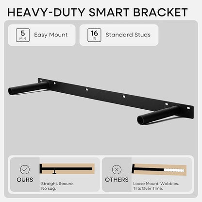 Homeforia 36 inch Wood Floating Shelves, High End Solid Natural Wood 36inch Large Floating Shelf Bathroom, Unfinished Wooden Floating Shelves for Wall, Heavy Duty Bracket, 36 X 6.5 X 1.75 in, Set of 4