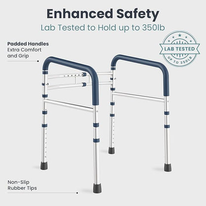 PELEGON Toilet Safety Rails (350 lb) - Adjustable Toilet Safety Frame & Rails, Toilet Safety Rail for Elderly Adults, Toilet Handles for Seniors, Toilet Bars for Elderly & Handicap