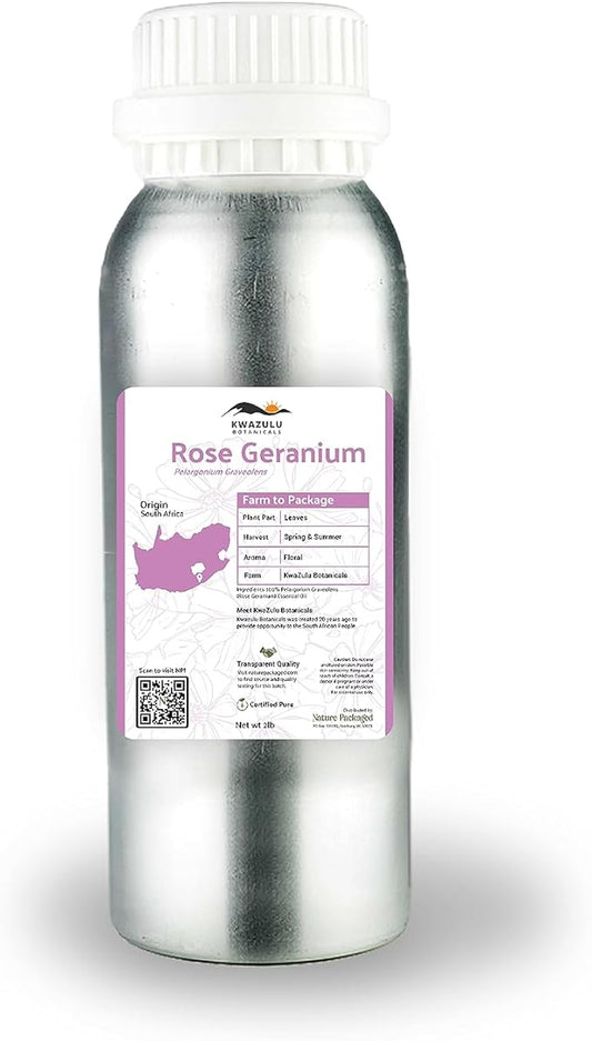 Rose Geranium Essential Oil - Direct from Kwazulu Botanicals in South Africa- Organic Essential Oils for Body, Diffusers, or Aromatherapy | Pure Therapeutic Grade (5ml)