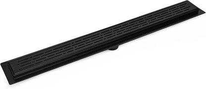 SereneDrains 304 Stainless Steel Linear Shower Drain 36 Inch Matte Black Shower Drain Kit Broken Lane for Tile Floor Long Hair Catcher Strainer Grate Cover Bathroom (Matte Black, 35 Inch)